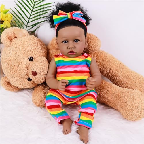 Muñeca Realista Reborn Bebé Afroamericana 55 cm miniatura 2
