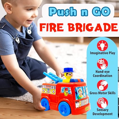 Image of ToyBharat Push N Go Fire Brigade - Realistic Multicolour Toy for Kids 1-6 Years, Safe, Durable & Fun