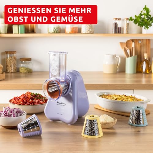 Moulinex Fresh Express Elektrische Gemüsereibe, Direktserviersystem, 4-in-1, zerkleinern-schneiden-reiben, Kabel-Verstausystem, Zubehör spülmaschinenfest, Lila, DK8546E0 6