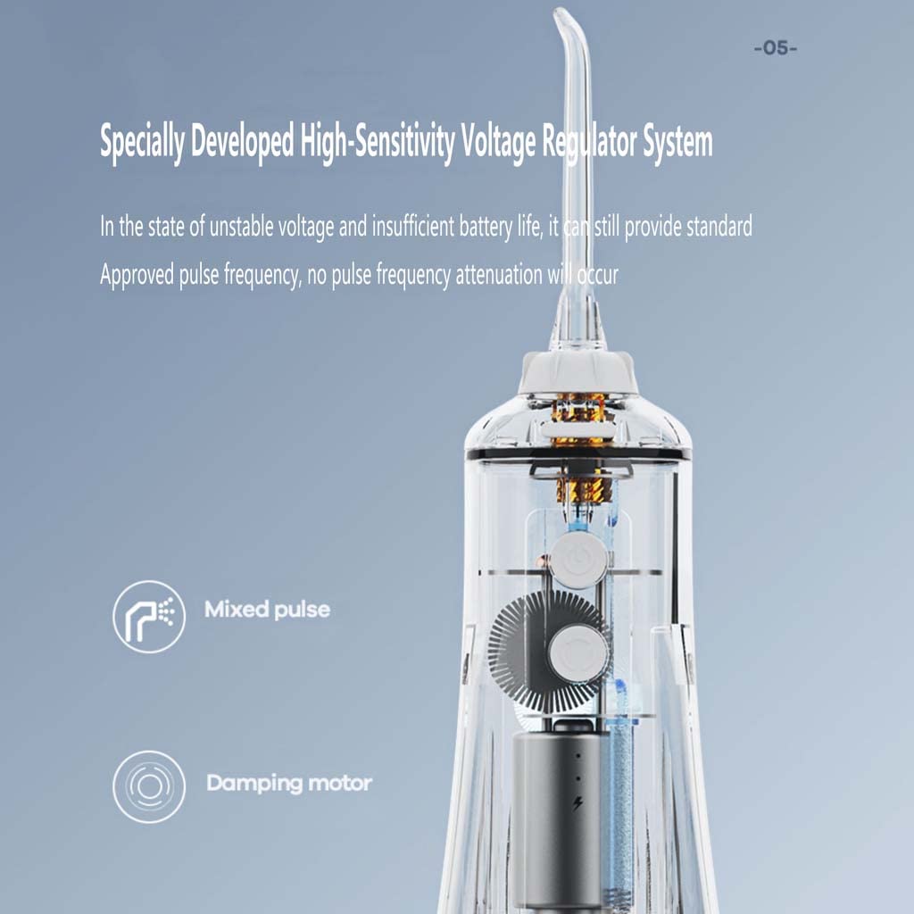 TJH Idropulsore Senza Fili, idropulsore Orale Ipx7 Impermeabile 350 ml 6 modalità 6 getti Idropulsore Senza Fili USB Ricaricabile 13-20 Giorni per i Viaggi a casa