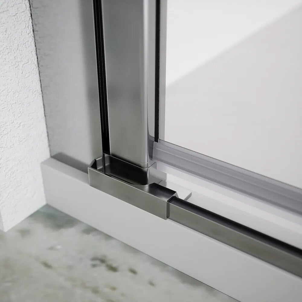 Box doccia 80x80cm con apertura saloon e parete fissa, profili cromati e vetro da 6mm trasparente h195 | Elba