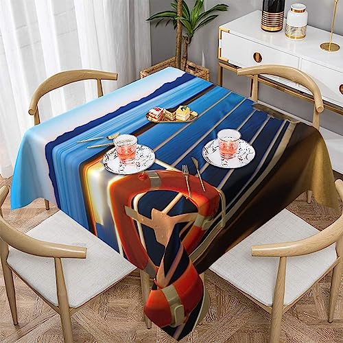 Nappe infroissable bateau de croisière pour table carrée de cuisine et jardin