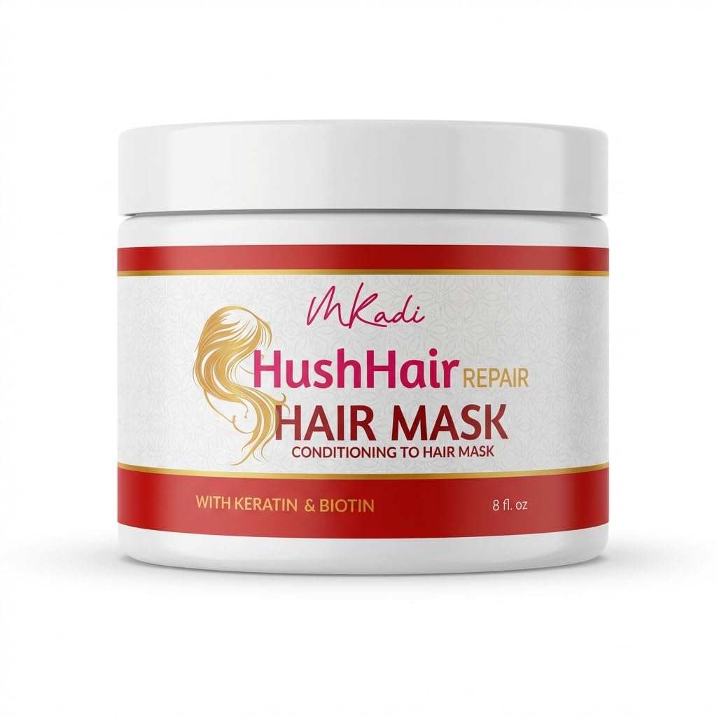 HushHair Deep Conditioning Hair Mask, Hydrating & Smoothing Treatment for Dry/Damaged Hair, Frizz Control & Shine, With Shea Butter, Niacinamide, Hyaluronic Acid & Vitamin B5, For Women & Men
