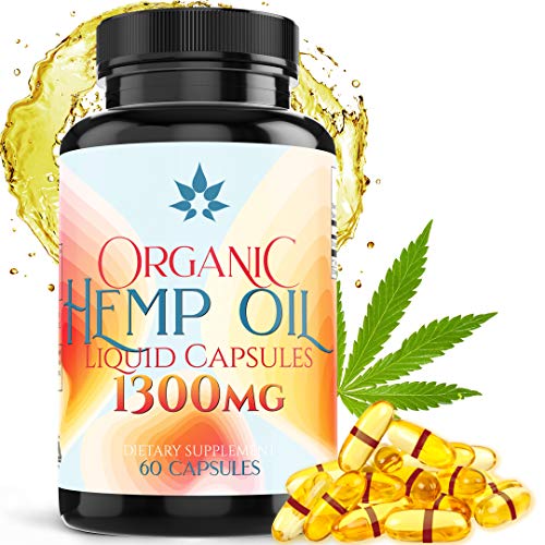 Hemp Oil Capsules - 1300mg Organic Hemp Extract for Pain Relief, Joint Pain