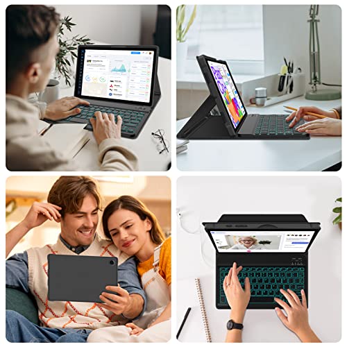 Juqitech Backlit Keyboard Case For Samsung-Galaxy-Tab A8 10.5 2022, Strong Magnetic Book Cover Soft Case Detachable Wireless Keyboard For Tablet Sm-X200/X205/X207 Kickstand Case, Magnetic S Pen Holder #TOP1