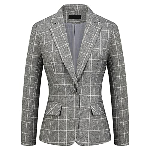 MODFUL Women's 2 Piece Business Plaid Suit Set Office One Button Slim Fit Blazer with Pant2