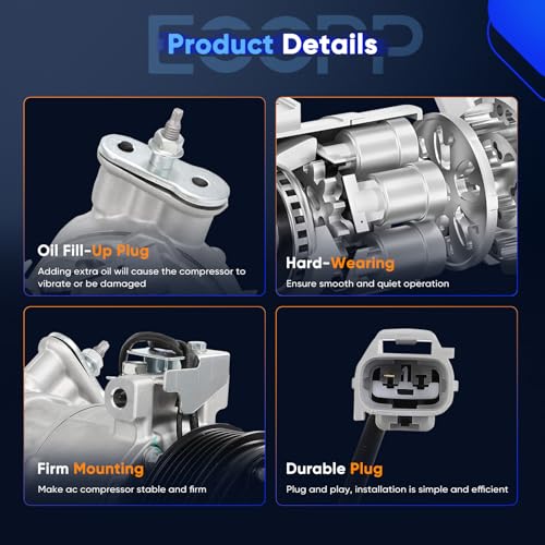 Image of ECCPP AC Compressor for Ram ProMaster City 2.4L 2015-2022 AC Compressor with Clutch Rapid Cooling
