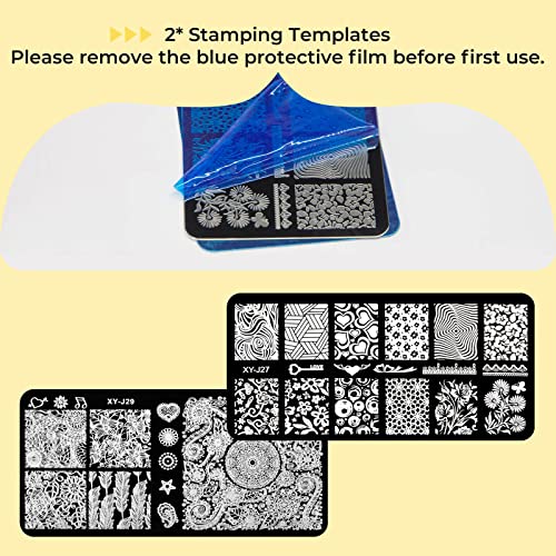 Mobray Nail Stamper Kit 8 Ml, 6 Colors Uv Led Nail Stamping Polish Gel With 1*Head Stamper 1*Scraper And 2*Leaves Flowers Animal Image Nail Stamping Templates Nail Stamping Kit For Manicure Tool #TOP5