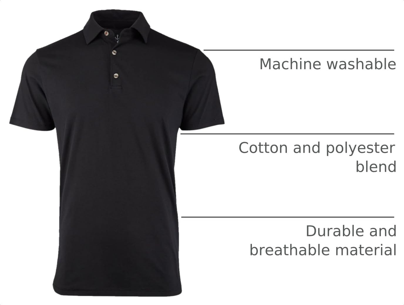 Fresh Clean Threads Mens Polo Shirts - Pre Shrunk Soft Fitted Premium Classic Shirt - Men's Polos Cotton Poly T-Shirt Blend image 4