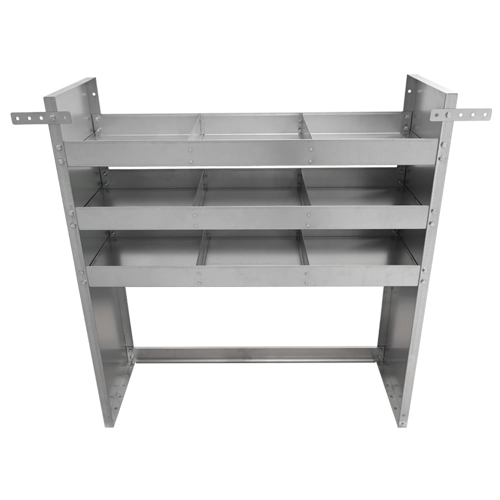 Kit scaffale furgone universale Ducato Boxer Jumper Transit Sprinter Movano – 3 vasche Magnelis anticorrosione fissaggio pavimento e parete 101x108x36 cm