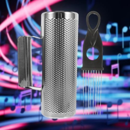 Instrumento guiro de percusión latina fabricado con cuerpo hueco de acero inoxidable y raspador de metal para un sonido consistente y un manejo cómodo (5 12 pulgadas)