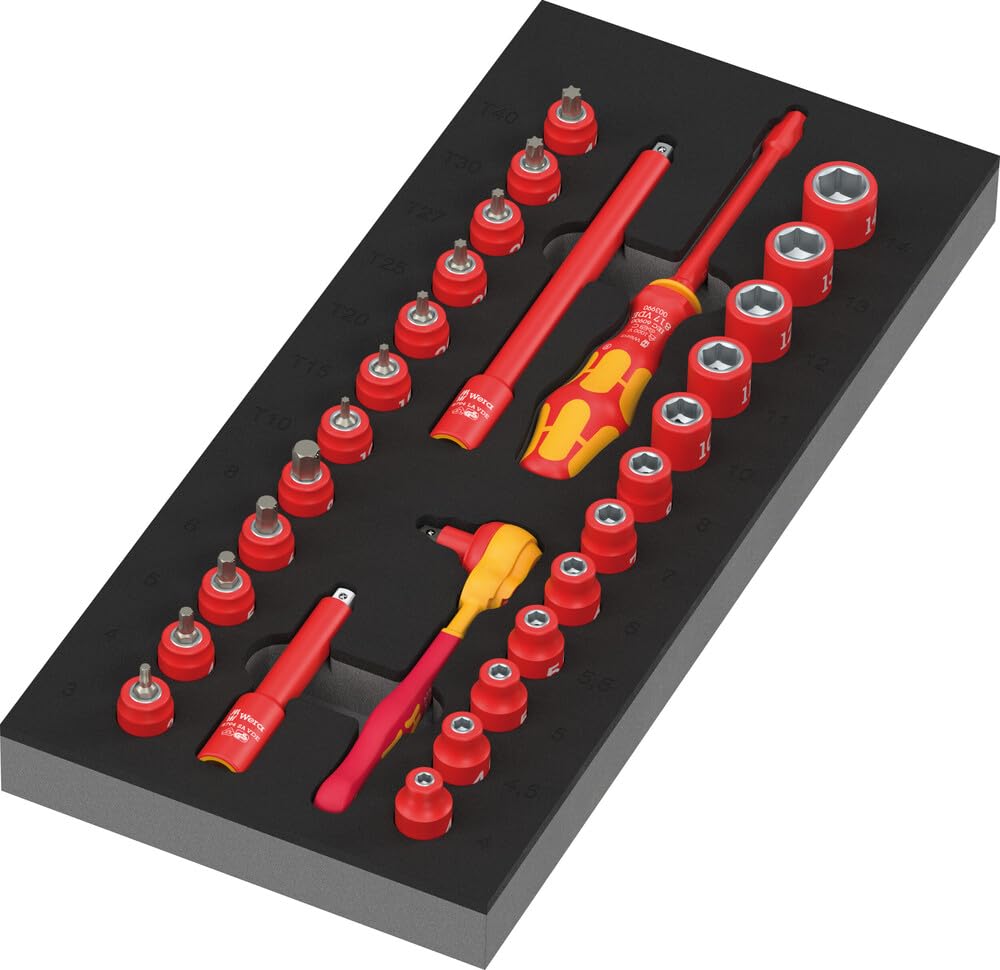 Wkładka piankowa 9727 z zestawem z grzechotką Zyklop VDE 8007 A Set 1, 1/4", 30 części