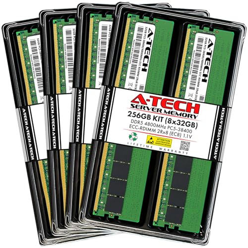 Image of A-Tech 256GB Kit (8x32GB) DDR5 4800MHz PC5-38400 ECC RDIMM 2Rx8 (EC8 10x4) Dual Rank 1.1V ECC Registered DIMM 288-Pin Server RAM Memory Upgrade Modules (A-Tech Enterprise Series)