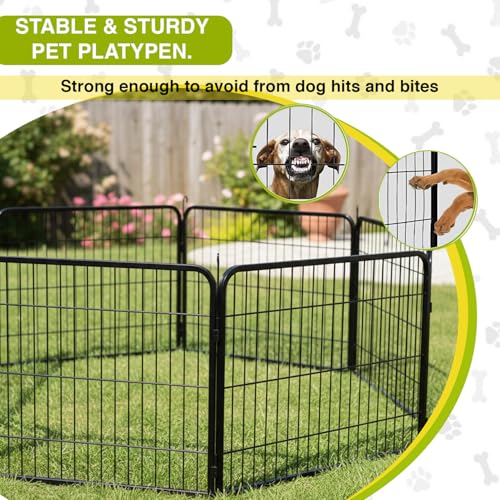 Image of BestPet Dog Playpen 24 Inch 8 Panels Heavy Duty Metal Pet Exercise Pen Indoor Outdoor Without Door Fence Panels Anti-Skid Expandable Design