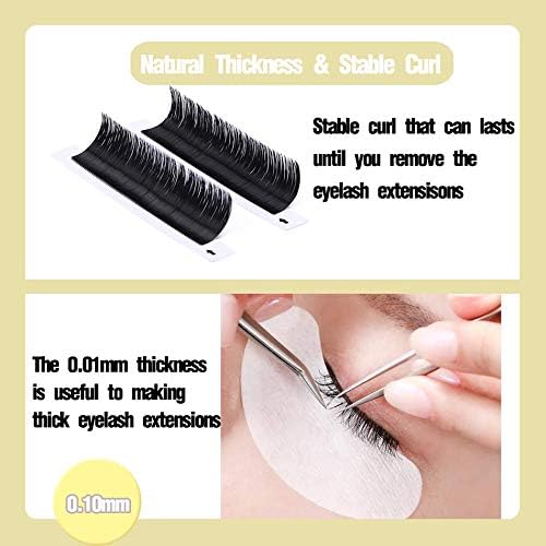 Easy Fan C Curl Mixed Self Fanning Lashes Extension 0.10mm 8-14mm Russian 3D 5D 8D Volume Individual Eyelash Extensions (KH-0.10-C-MIX8-14) - Image 4
