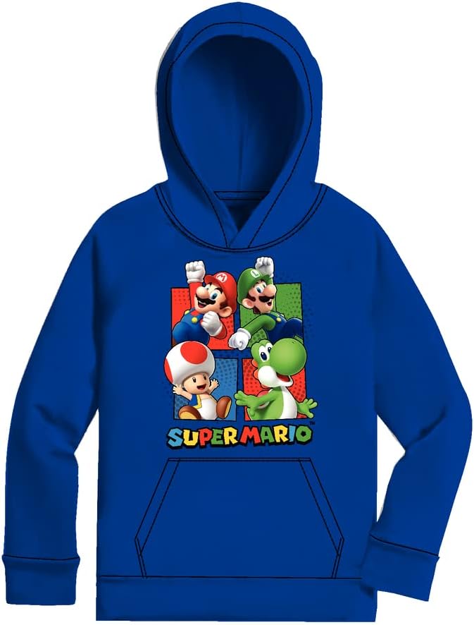 Isaac Morris Limited Super Mario Characters Graphic Boys Pullover Hoodie for Kids and Toddlers
