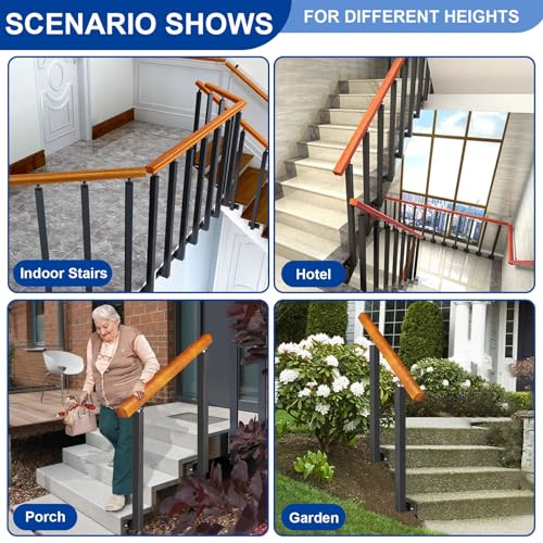 Rampe d'escalier en fer forgé réglable de 95 cm pour terrasse à 1 ou 3 marches