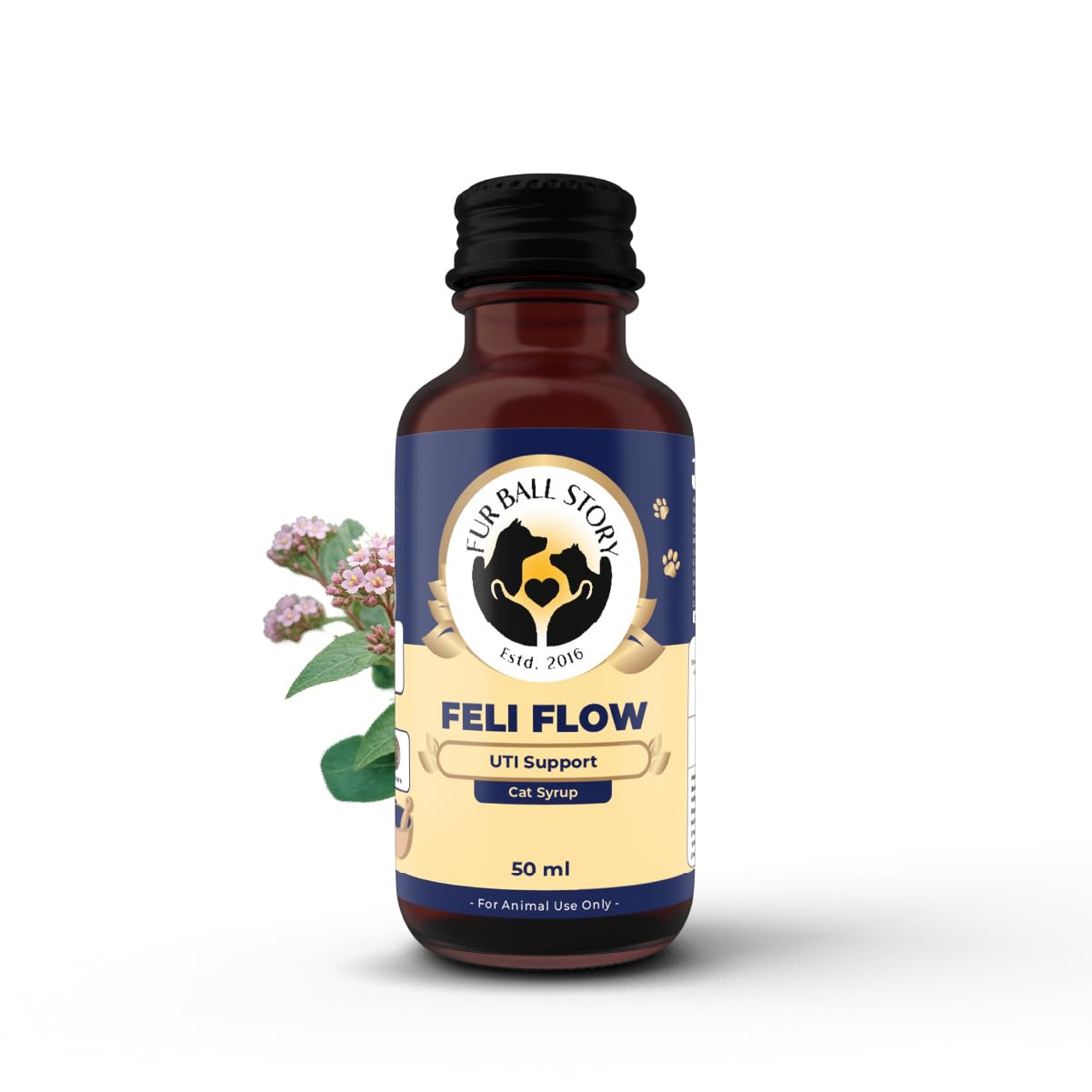 Fur Ball Story Feli Flow Urinary Wellness Liquid Supplement for Cats 50 ml | Daily Urinary Tract Support Syrup | Easy-to-Administer Cat Wellness Supplement | Supports Urinary Health & Overall Health