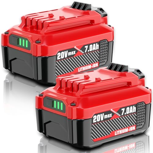 Mounzuikue Upgraded 7000mAh V20 Replacement for Craftsman 20V Battery Lithium ion Compatible with CMCB205 CMCB204 CMCB206 CMCB202 CMCB201 CMCD700C1 CMCS500B 20 Volt Cordless Power Tools 2Packs