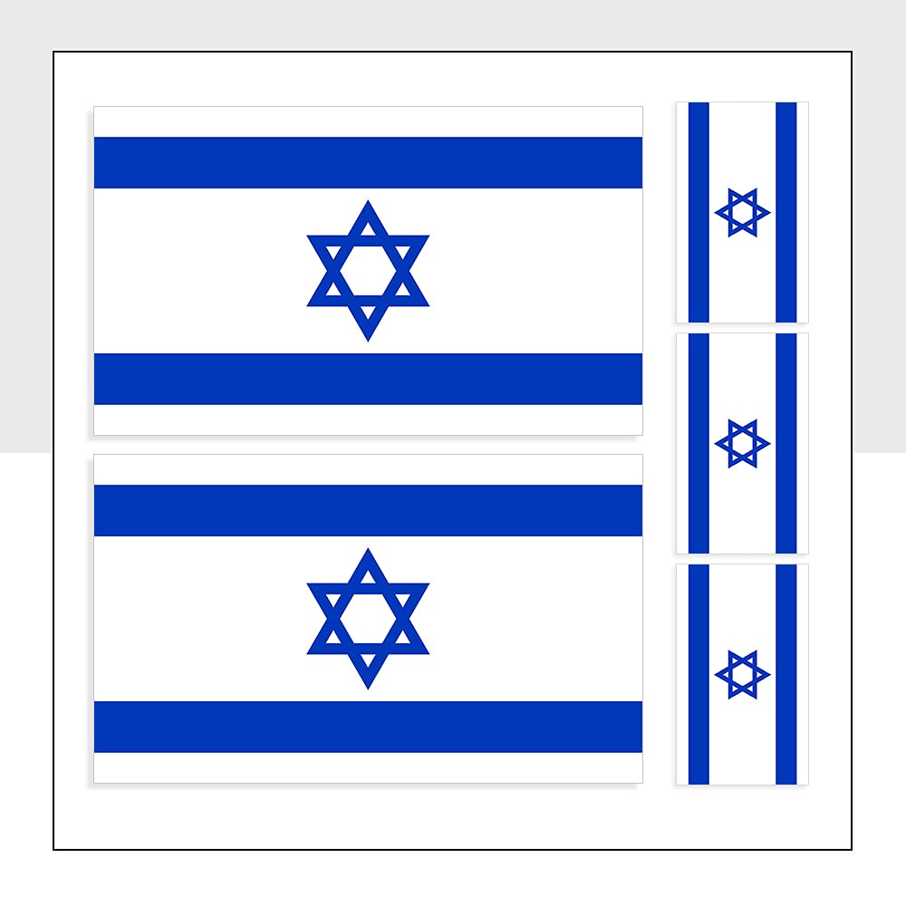 Packwith Israel Flag Stickers Mixed Pack Of 5 Isr Labels For Car Bike Van Laptop Fridge Helmet Ipad Packwith® #P1037