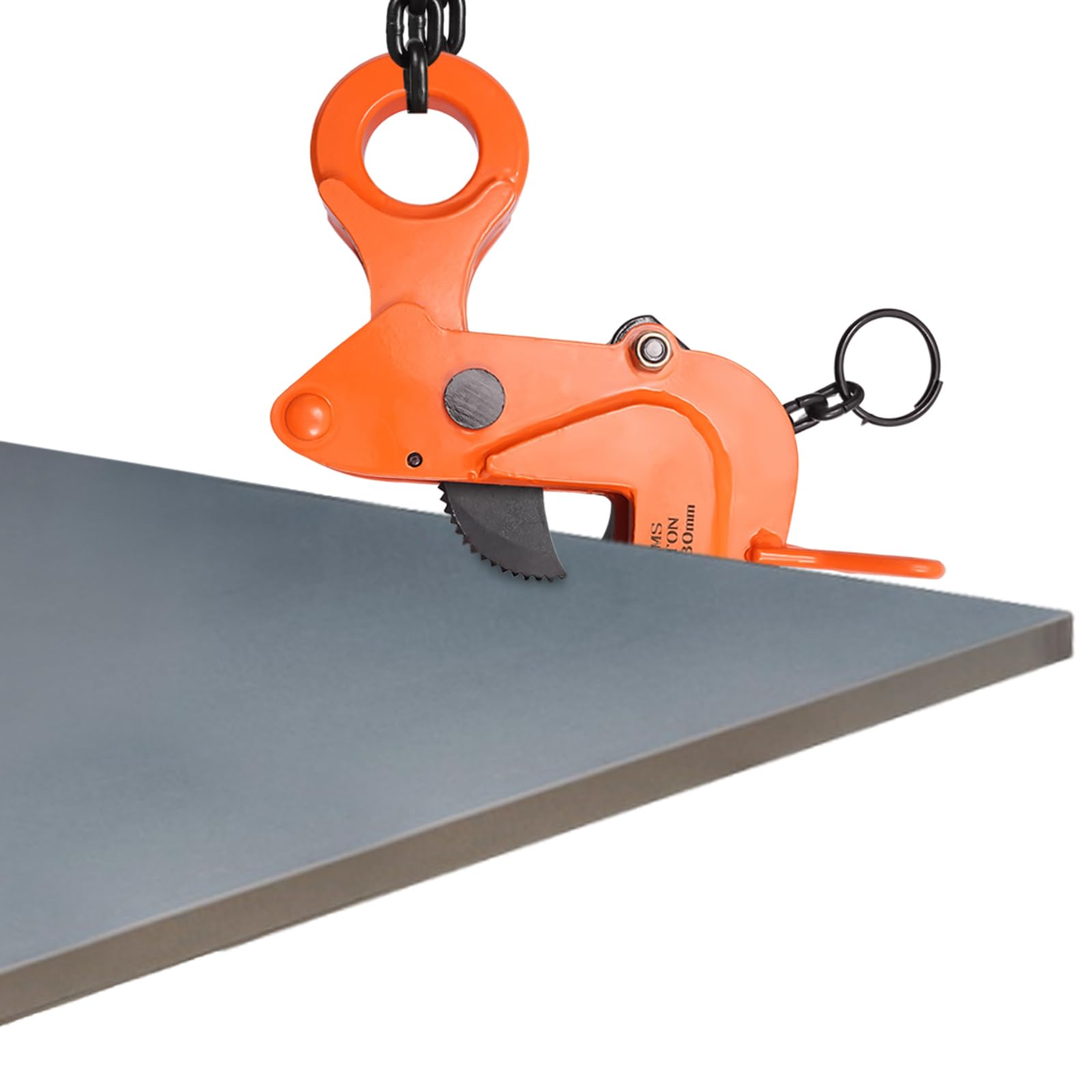 Morsetto per sollevamento lamiera, 2 pezzi, 0 – 3 cm, piastra verticale in acciaio, morsetto di sollevamento in lamiera, per cantieri, magazzini, terminali portuali