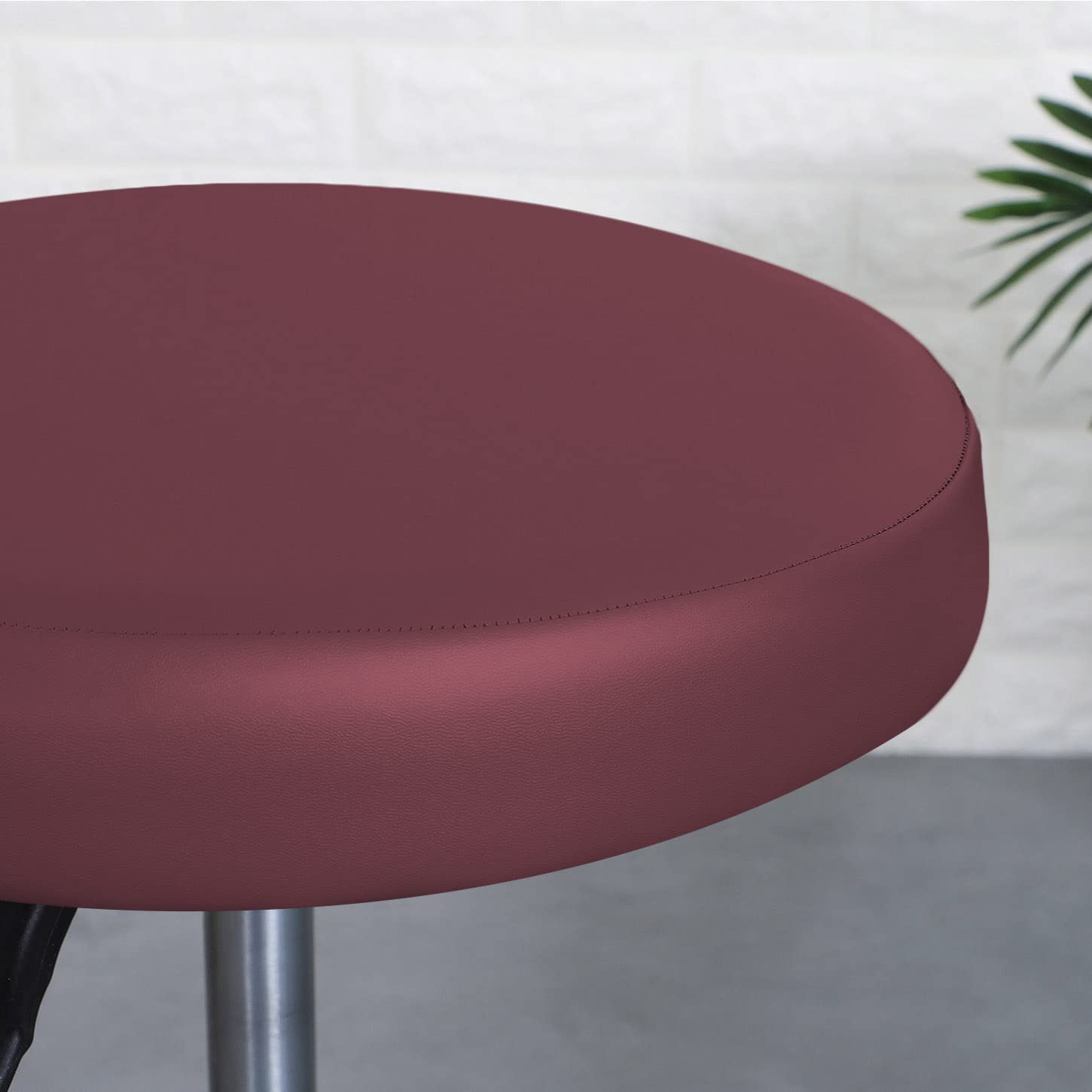 ping bu Waterproof PU Round Stool Covers,Elastic Chair Seat Covers Wipeable Barstool Slipcover,Round Chair Cover for Home Kitchen (1PCS-32CM,Wine red)