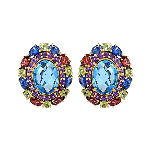 Boucles d'oreilles quartz bleu hypoallergéniques en argent 925 véritable