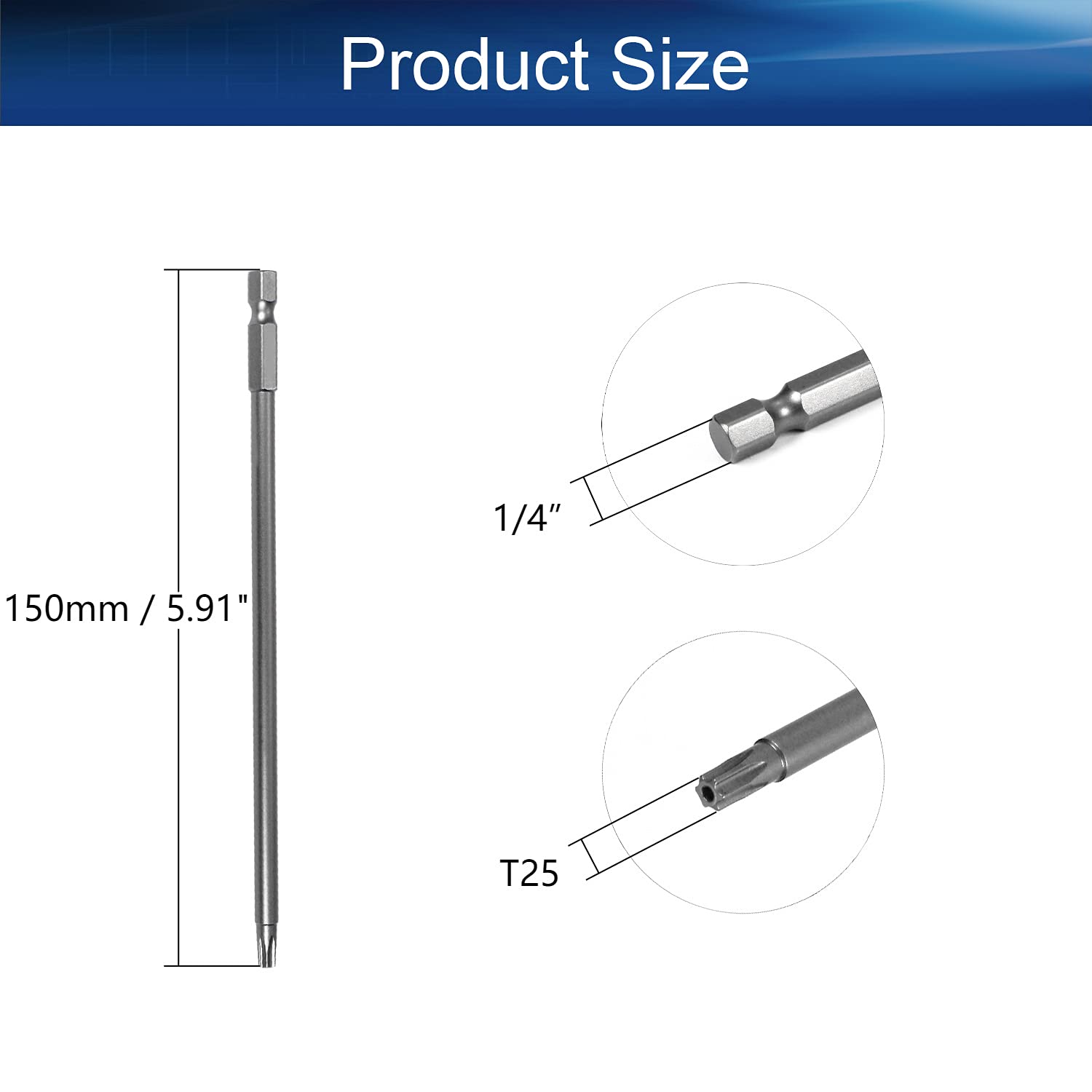 XMHF Slotted Flat Head Screwdriver Bits, SL5 1/4" Hex Shank