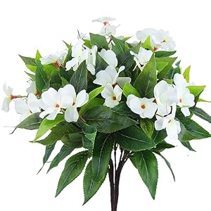 2 bundels kunstbloemen voor buiten en binnen, kunstgeraniums, zijden bloemen, uv-bestendig, wit, faux geranium, bloemendecoratie voor bruiloft, huis, balkon, tuin, raam, box, tafeldecoratie