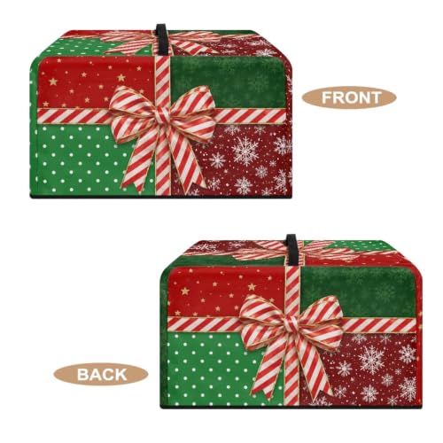 Image of Countertop Oven Cover Christmas Holiday Party Decorative Small Kitchen Appliance Protector for Countertop Decor, S, 18.25 x 14.5 x 11 Inches, Christmas Bow Green Red