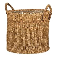 Scheurich Seegras 23, Korbgefäß/Korb-Pflanzgefäß/Korbtopf mit Griffen aus Seegras Farbe: Nut, 24 cm Durchmesser, 20 cm hoch, 7,5 l Vol.