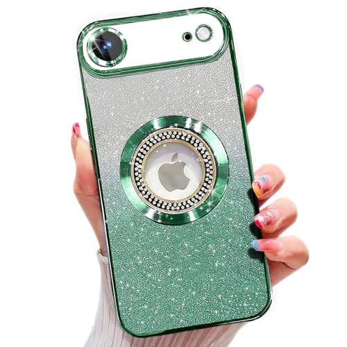 Image of Misscase for iPhone Air Magnetic Glitter Case Compatible with MagSafe,Full Protection Slim Shockproof Case with Camera Lens Protector Plating Bling Cover Case for iPhone 17 Air 6.5 inch Green