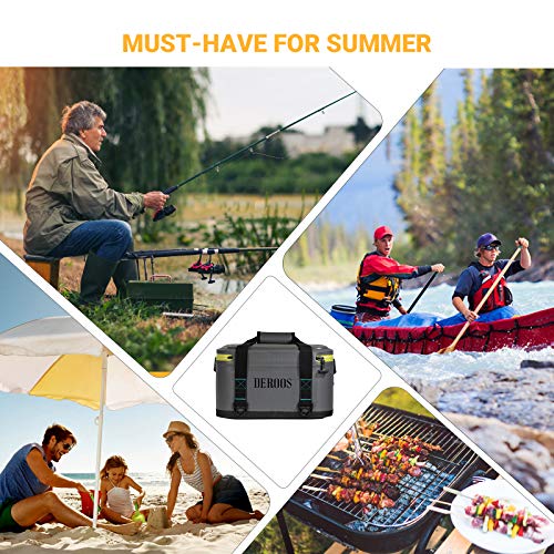Deroos Soft Cooler Bag Lightweight Leak Proof Portable Cooler, 18Cans Insulated Waterproof Backpack Deep Freeze 72-Hour Cooler Bag For Hiking Camping Picnic Fishing Beer For Men Women,Grey #TOP7