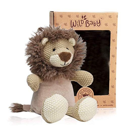 WILD BABY Lion Stuffed Animal - Heatable Microwavable Plush Pal with Aromatherapy Lavender Scent for Kids - 12"