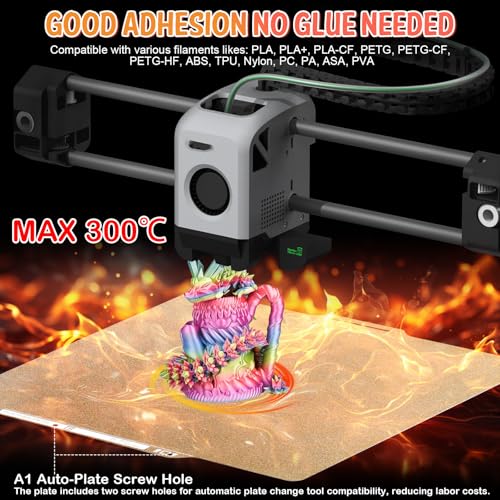 Nssnlur PEI Druckplatte 257x257mm für Bambulab X1 X1C X1E P1P P1S A1, Smooth PEI Spring Steel Druckbett mit QR Code PEI Build Plate für Bambu Lab 3D-Drucker Plattformen – Bild 4