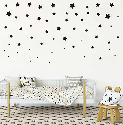 JNAB 190 Pcs Star Wall Decals, Matte Vinyl, Nursery Wall Decals, Easy to Use, Removable, Black Stars