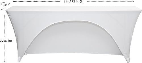 Miniatura 5 de YOUR CHAIR COVERS - Mantel elástico rectangular de elastano de 6 pies x 18 pulgadas, con espalda abierta para aula, color blanco