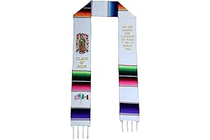 Mexican Sash for Graduation White with Flowers
