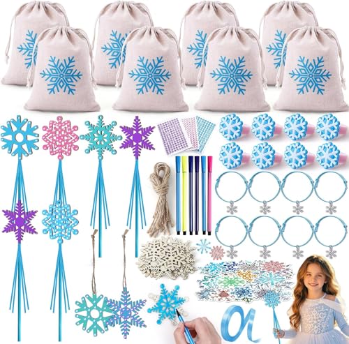 Kit Anniversaire Elsa Reine des Neiges Cadeau Anniversaire Pinata Fille Elsa Bricolage Baguette de Princesse Crayons Aquarelle Bracelets Flocon Bague...