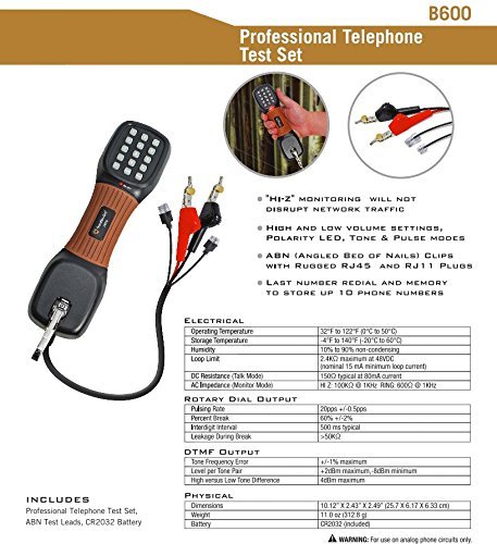 Detailed specifications table for Southwire B600