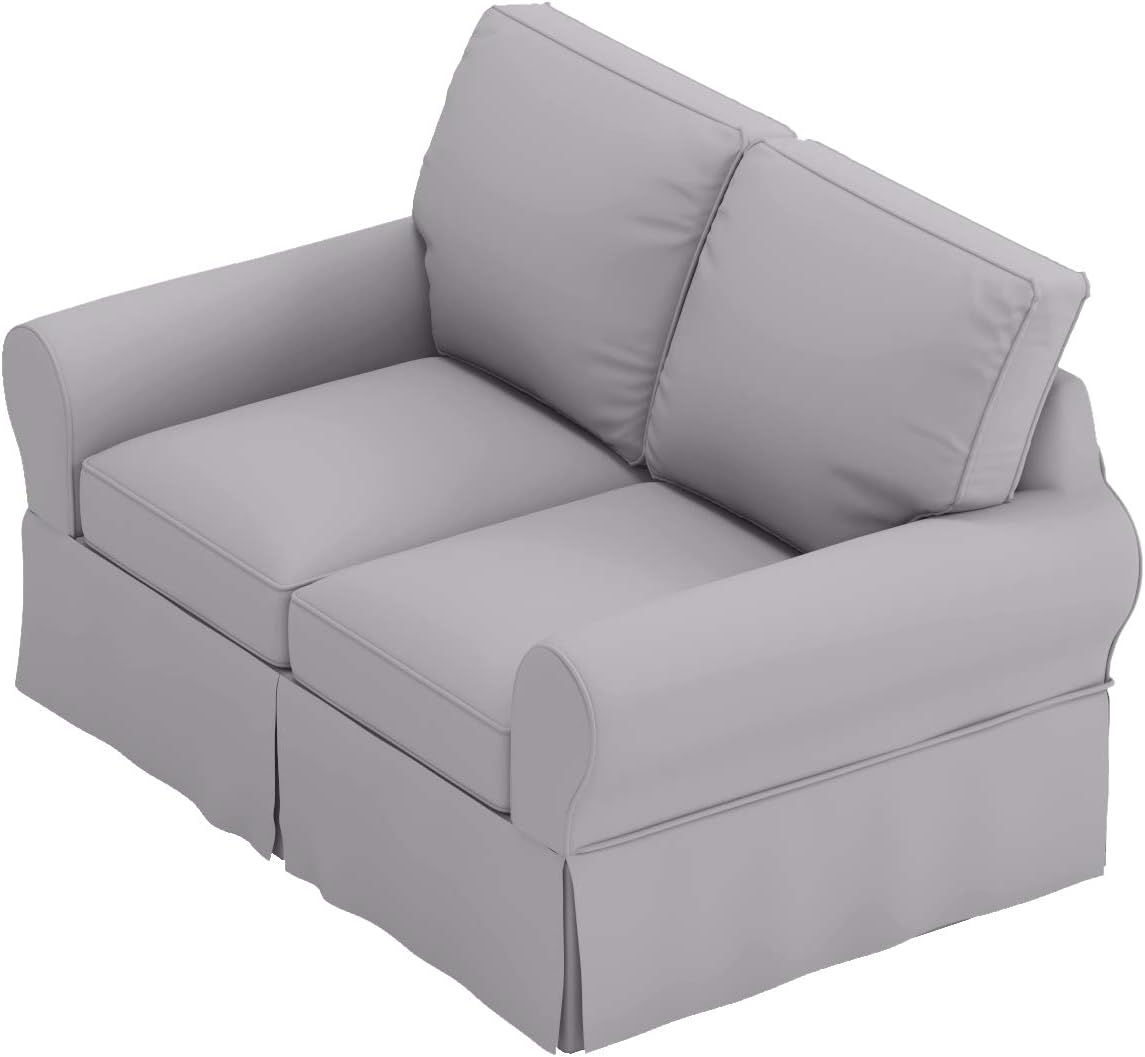 The Cotton Sofa Cover is 2 Seat Sofa Slipcover Replacement. It Fits Pottery Barn PB Basic Loveseat Sofa (Light Gray Cotton)