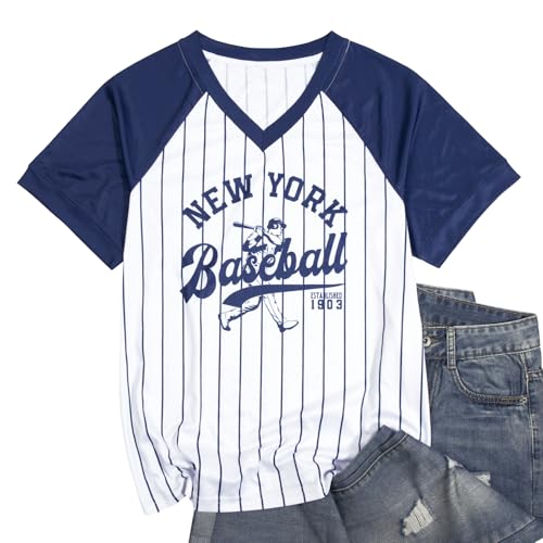 Baseball Graphic Shirts for Women Baseball Fan T-Shirts Baseballs Team Tee Game Day Outfits Casual Tops4