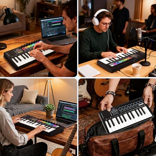 Image of Senfot 25-Key MIDI Keyboard Controller with DAW Integration, USB MIDI Keyboard Controller with Semitone transpose, ARP Auto-Accompaniment, Velocity Control, Perfect for Professional Music Production