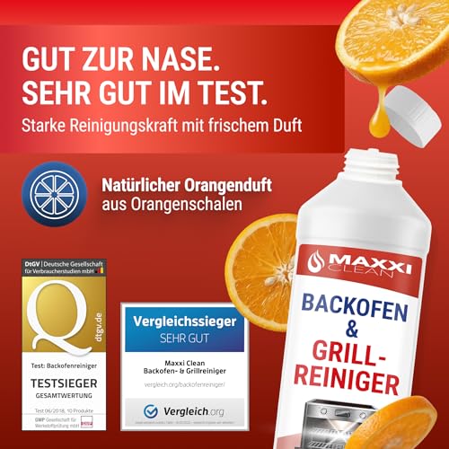 Maxxi Clean 1 x 750 ml + Pinsel I Backofen und Grillreiniger Gel Paste I extrastarker selbstarbeitender Fettlöser I entfernt Verkrustungen ohne Schrubben I Backofen Herdplatte Grill I Made in Germany 5