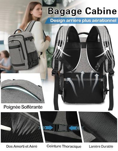 Sac Cabine Easyjet 45X36X20 : KLOSTAIN Sac à Dos Voyage Cabine Avion 45x36x20 pour Easyjet 30L ... – Image 5