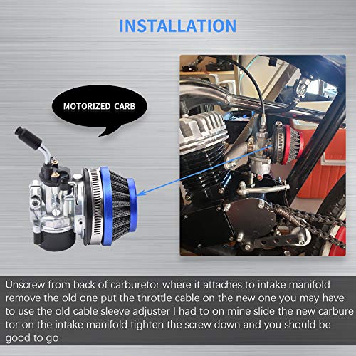 Racing Carburetor 2 Stroke 49cc 66cc 70cc 80cc With Air Filter For 2 Stroke Engine Motorized Bicycle BLUE