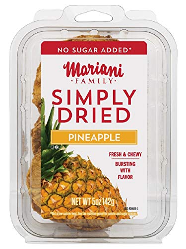 Mariani - Dried Pineapple Rings - 5oz (Pack of 6) Gluten Free, Vegan, Recloseable, Recyclable, Rigid Plastic Container - Healthy Snack for Kids and Adults