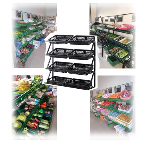 Vielseitiger Küchen-Nizer – Surmarket Regal mit 8 Körben für Snacks, Bodenaufbewahrung, braun, Merchandiser, platzsparende Lösung für Zuhause und Büro