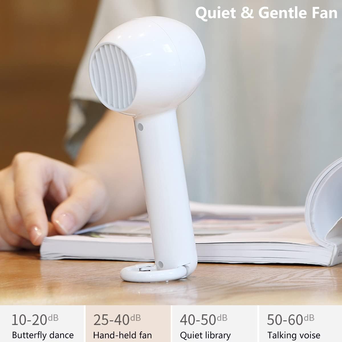 Mini Portable Handheld Fan/USB Rechargeable Desk Fan, Quiet Powerful Turbo Fan Bladeless Personal Cooling Fan with Carabiner, Pocket Table Fan for Kids Office School Travel Outdoor Camping Blue