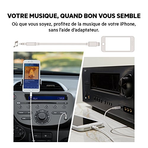 Câble Lightning vers 3,5 mm Belkin flexible de 1,8 m pour relier un iPhone à une enceinte - 4